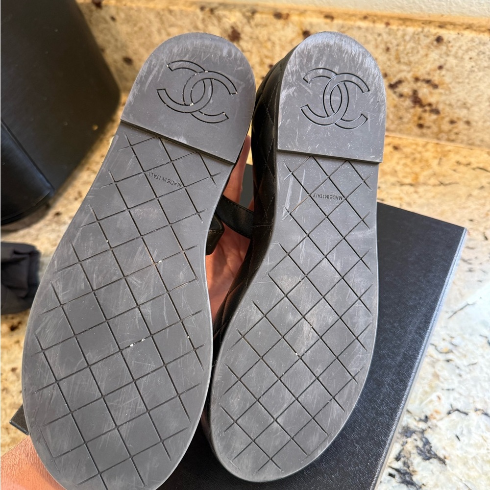 Chanel Black Quilted Platform Sandals - Picture 15 of 15